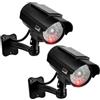 GOEDCH 2 telecamere finte per esterni: supporto da parete in plastica nera, girevole a 360°, con luce LED tremolante, per interni ed esterni, 20 x 20 x 16 cm