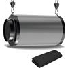 Ollewiellan Filtro ai carboni attivi da 200 mm con carbone attivo RC412 | Fino a 1350 m³/h, letto in carbone da 38 mm, griglia esagonale, alloggiamento in metallo nero, prefiltro lavabile
