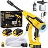 OranTom Idropulitrice a Batteria, Pressione max 120 Bar, 2x 4.0Ah Batteria, 1000W | Portata max. 300 l/h, Ugello 180°, 3 Livelli di Pressione, Display LCD e Tubo da 5 m, Lancia Schiuma, per Auto, Giardino