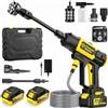 Purova Idropulitrice a Batteria, Pressione max 100 Bar, con 2x 4,0Ah Batteria | Portata max. 400 l/h, Brushless 1000 W, 3 Livelli di Pressione, Adattatore Rubinetto, Filtro di Aspirazione e Tubo da 5 m