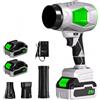ideallife Soffiatore per foglie senza fili, 21 V, con 2 batterie e caricabatterie, 385 CFM, ventilatore da giardino leggero con 3 ugelli staccabili per foglie, patio, vialetto e asciugatura auto