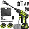 Purova Idropulitrice a Batteria, Pressione max 100 Bar, con 2x 4,0Ah Batteria | Portata max. 400 l/h, Brushless 1000 W, 3 Livelli di Pressione, Adattatore Rubinetto, Filtro di Aspirazione e Tubo da 5 m