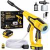 OranTom Idropulitrice a Batteria, Pressione max 120 Bar, 1x 4.0Ah Batteria, 1000W | Portata max. 300 l/h, Ugello 180°, 3 Livelli di Pressione, Display LCD e Tubo da 5 m, Lancia Schiuma, per Auto, Giardino