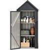 RELAX4LIFE Armadio da Esterno in Metallo Zincato 85x65,5x176 cm, Grigio | 3 Ripiani Regolabili, Tetto Inclinato Antipioggia, Porta con Chiusura e Guanti, per Cortile, Patio e Prato, 85x65,5x176 cm
