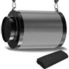 Ollewiellan Filtro ai carboni attivi da 150 mm con carbone attivo RC412 | Fino a 700 m³/h, letto in carbone da 38 mm, griglia esagonale, alloggiamento in metallo nero, prefiltro lavabile
