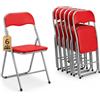BAKAJI Set 6 Sedie Imbottite Pieghevoli Salvaspazio Sedia con Struttura Tubolare In Metallo Rivetsimento in PVC Design Moderno per Sala da Pranzo Cucina (Rosso)