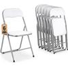 BAKAJI Set 6 Sedie Imbottite Pieghevoli Salvaspazio Sedia con Struttura Tubolare In Metallo Rivetsimento in PVC Design Moderno per Sala da Pranzo Cucina (Bianco)