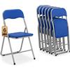 BAKAJI Set 6 Sedie Imbottite Pieghevoli Salvaspazio Sedia con Struttura Tubolare In Metallo Rivetsimento in PVC Design Moderno per Sala da Pranzo Cucina (Blu)
