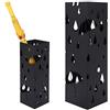 Bakaji Portaombrelli Stand in Ferro Design Quadrato Nero Intarsi Ombrelli Gocce Salvagoccia Ganci Pieghevoli - 49x15x15 cm