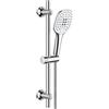 JOHO Colonna Doccia Senza Miscelatore, Asta Doccia Acciaio Inox 70 cm con Supporto Soffione Regolabile, Saliscendi Doccia Adattarsi ai Fori Esistenti con Doccetta 3 Geti, Cromo