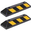 Bakaji Set 2 Fermaruota in Gomma Dura di Ebanite Ferma Ruota Ruote Pneumatici per Parcheggio Garage con Strisce Catarifrangenti Facili da Installare Dimensione 55 x 15 x 10 cm