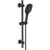 Görbach Asta Doccia in Acciaio Inox con Supporto Soffione Regolabile per Adattarsi ai Fori Esistenti, Doccetta a 3 Getti, Saliscendi Doccia 70 cm Nero