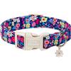 Unique style paws Collare per cani con fiori blu, stile unico, estivo, con motivo floreale, comodo collare per cani in cotone con fibbia in plastica leggera e robusta, collare regolabile per cuccioli di taglia piccola