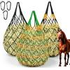 Mestive 3 reti da fieno per cavalli con 3 moschettoni in alluminio: rete da 6 x 6 cm, rete da fieno a maglia stretta, per alimentazione lenta, sacco da fieno per l'uso nella stalla nel rimorchio e sul