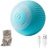 zaknszan Gatto Palla Automatica, Gatti in Casa Intelligente Rotolante Automatica | Set di giocattoli interattivi per gatti, Giocattolo per Gatti con Luci a LED,Palla ricaricabile tramite USB (Blu)