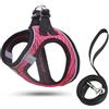 Funthy Pettorina per Cani e Gatti con Guinzaglio, Tessuto Traspirante a nido d'ape. Riflettente Imbracatura per Cuccioli in Maglia per Passeggiate, Jogging, Step-in Pettorina Taglia Piccola-Pink||XS