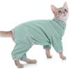PUMYPOREITY Vestiti per Gatti Sphynx, Tuta Vestito Invernale Tuta Recupero Giubbotto Maglioncino Gatti Body con Le Zampe(Verde Chiaro, XS)