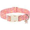Unique style paws Collare per cani rosa, stile unico, estivo, per cani, in cotone, con fibbia in plastica leggera e robusta, collare regolabile per cuccioli di taglia piccola, media e grande