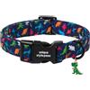 Unique style paws Collare per cani da ragazzo, stile unico, collare per cani blu con motivo dinosauro, collare estivo per cani con fibbia in plastica leggera e robusta, collare regolabile per cuccioli di taglia piccola