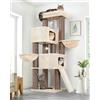 Globlazer Tiragraffi Beige per gatti adulti xxl maine coon con Pali Sisal φ 11 cm, 2 Extra-large Grotte 50*35*30cm, Zona relax imbottita, Stabilizza tiragraffi per gatti grandi 170 cm (S67, Beige)