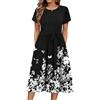 Zeagoo Abiti Estivi da Donna Rotondo Vestito Elegante Manica Corta Midi | Abito Casual Floreale | Abiti con Tasche | Vestito Vita Alta | Vestiti A Line | Abito da Spiaggia | S-2XL