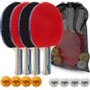 PHIBER-SPORTS PREMIUM Table Tennis Racket Set - 4 Racchette da Tennis Tavolo + 8 Palle da Tennis Tavolo + Borsa da trasporto - Ideale per principianti, famiglie e professionisti, 14-Piece.