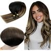 RUNATURE Extension Capelli Veri Cheratina 60cm Negro Balayage #1B/6/27 | Extension Cheratina Capelli Veri 50 Ciocche 50g,Fusione a Caldo,Invisibile,Lisci