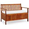 CASARIA® Cassapanca Contenitore 120x84cm Legno di Acacia 320 kg Vano Potaoggetti Panchina da Giardino Arredo Esterno Interno Divanetto Contenitore