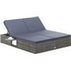 CASARIA® Lettino Prendisole 2 Persone in Polyrattan Regolabile in 7 Posizioni con Tavolino Sdraio da Giardino 200x160cm
