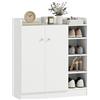 HOMCOM Scarpiera Ingresso 4 Ripiani Aperti 83x30x90 cm Bianco | Scarpiera Armadio Multiuso, Armadietto a 2 Ante, Ripiani Regolabili, Porta Scarpe Salvaspazio per 12 Paia
