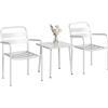 Outsunny Set da Bistrò da 3 Pezzi in Acciaio Zincato con 2 Sedie Bianco | Tavolino da Balcone in Vetro Temperato, Set di Mobili da Giardino, per Patio Terrazzo