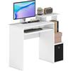 Vinsetto HOMCOM Scrivania Moderna Porta PC con Ripiano 100x40x86.6cm Bianco e Nero | Scrivania per Computer, Mensola Porta Tastiera, Cassetto in Tessuto