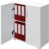 BAKAJI Mobile Madia con Doppia Anta e 2 Ripiani Interni Mobiletto Portadocumenti Armadio Multiuso per Ufficio, Cucina o Bagno, Credenza Design Moderno Legno MDF Dimensione 77 x 31 x 60 cm (Bianco)