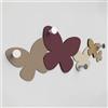 Giallobus - Appendiabiti da parete 4Me - 03 - Butterfly - Legno Mdf + Alluminio - 60L x 25l cm - 08 - M - Attaccapanni da Muro con 4 Ganci in Alluminio e Legno