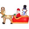 HOMCOM Babbo Natale Gonfiabile con Slitta, Renna e Luci LED 200x80x128cm | Pupazzo di Neve, Decorazione Natalizia da Esterno