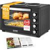 TZS First Austria - Mini Forno con fornelli 45L 3200 W - Fornetto per pizza con piastre fino a 230°C e rivestimento antiaderente - Multiforno con 4 altezze di inserimento e accessori di alta qualità