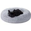 FEANDREA Cuccia Cane Interno a Ciambella, Sfoderabile, Diametro 70 cm | Lettino per Animali Domestici, Cuscino Lavabile, Tappeto di Peluche, Giacinto Grigio, Collezione BOBBEE PGW039G01