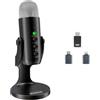 zealsound Microfono USB, microfono a condensatore per podcast, k66 wireless | Riduzione del rumore, controllo mute e guadagno, monitor in tempo reale, microfono podcast per iPhone, Mac, laptop, streaming