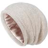 Creekstone Berretto Donna Foderato in Raso, Cappelli Invernali di Lana | Berretto in lana con fodera in raso per capelli protezione, caldo cappello invernale foderato in seta, beanie slouchy donna