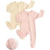 WYTbaby 2 pigiami neonato cotone zip piedini 0-18 mesi | Cotone 95% con elastan, doppia zip, piedini antiscivolo e coprimani per bebè.