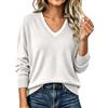 Ocnmig Maglione Donna Leggero a Maniche Lunghe Con Scollo A V Elegante Pullover | Maglione Per Donna Maglioni Cotone Donna Maglione Maglia Lana Maglioni Invernali Curvy