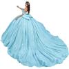 Mallcany Abito da Quinceanera con Perline Glitterate e Spalle Scoperte con Strascico