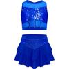 inhzoy Vestito da Ballo Latino Americano Bambina Abito da Pattinaggio Artistico con Paillettes Crop Top Canotta Danza Moderna Minigonna Gonna Corta Costume Danza Samba Salsa
