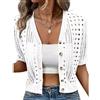Generico Cardigan Donna,Cardigan da Donna All'Uncinetto Leggero Traforato con Bottoni Corto Bolero Coprispalle Kimono Estivo Casual Maglione Lavorato A Maglia Copricostume Top Protettivo Dal Sole Per La Spia