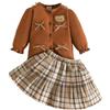 eqenkely Completo Bambina Cardigan in Maglia+Elegante Plissé Gonna Set di Vestiti | Principessa A-Line Abiti,Completi Bimba Inverno 6 9 12 mesi 2 3 anni per Battesimo,Festa,Natale,Compleanno 1 anni