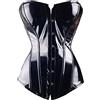 JozAdy Corsetto da donna in PVC nero, effetto pelle lucida, bustino overbust gotico steampunk, per feste di Halloween, abbigliamento modellante
