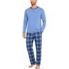 Uniexcosm Pigiama Uomo Invernale Cotone, Maniche Lunghe | 95% o 65% cotone, collo serafino con 3 bottoni, taschino, maniche lunghe, pantaloni scozzesi, vita elastica e tasche