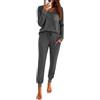 Marvmys Pigiami Donna Pigiama a Manica Lunga Set Casual con Tasche 2 Pezzi