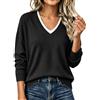 Ocnmig Maglione Donna Leggero a Maniche Lunghe Con Scollo A V Elegante Pullover | Maglione Per Donna Maglioni Cotone Donna Maglione Maglia Lana Maglioni Invernali Curvy
