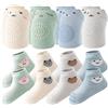 MEGYAD 4 paia di ginocchiere per bambini, con punti in gomma, antiscivolo: ginocchiere per bambini e 4 paia di calzini per bambini, ginocchiere in cotone per gattonare le ginocchia, calze per gattonare per